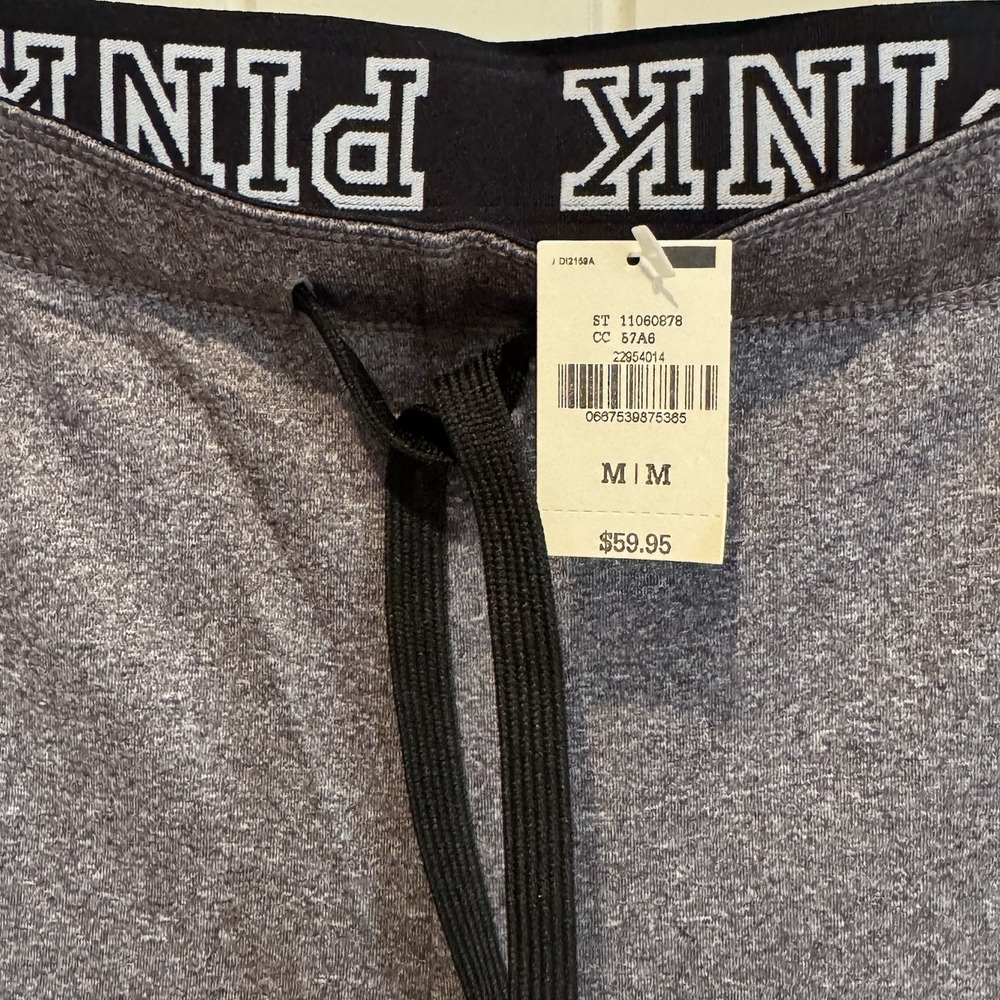PINK Victoria's Secret Ultimate Jogger Pants Gray Logo Waist NWT M - Picture 3 of 10